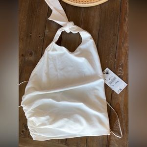 Zara- White linen crop top